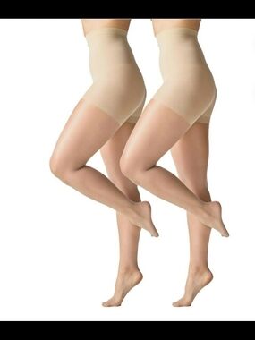Silk Impressions NEW Plus Size Light Support Sheer High Waisted Pantyhose 2-Pack